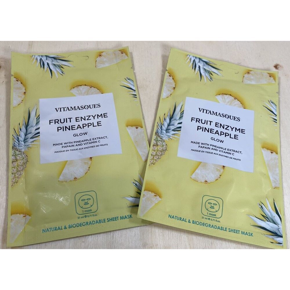 Vitamasques‎ Fruit Enzyme Pineapple Glow Sheet Mask 2 Pack